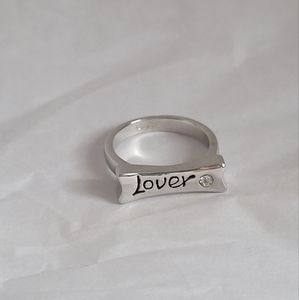 18 K White Gold Plated Lover Ring Mixed Metal Size 6.5
